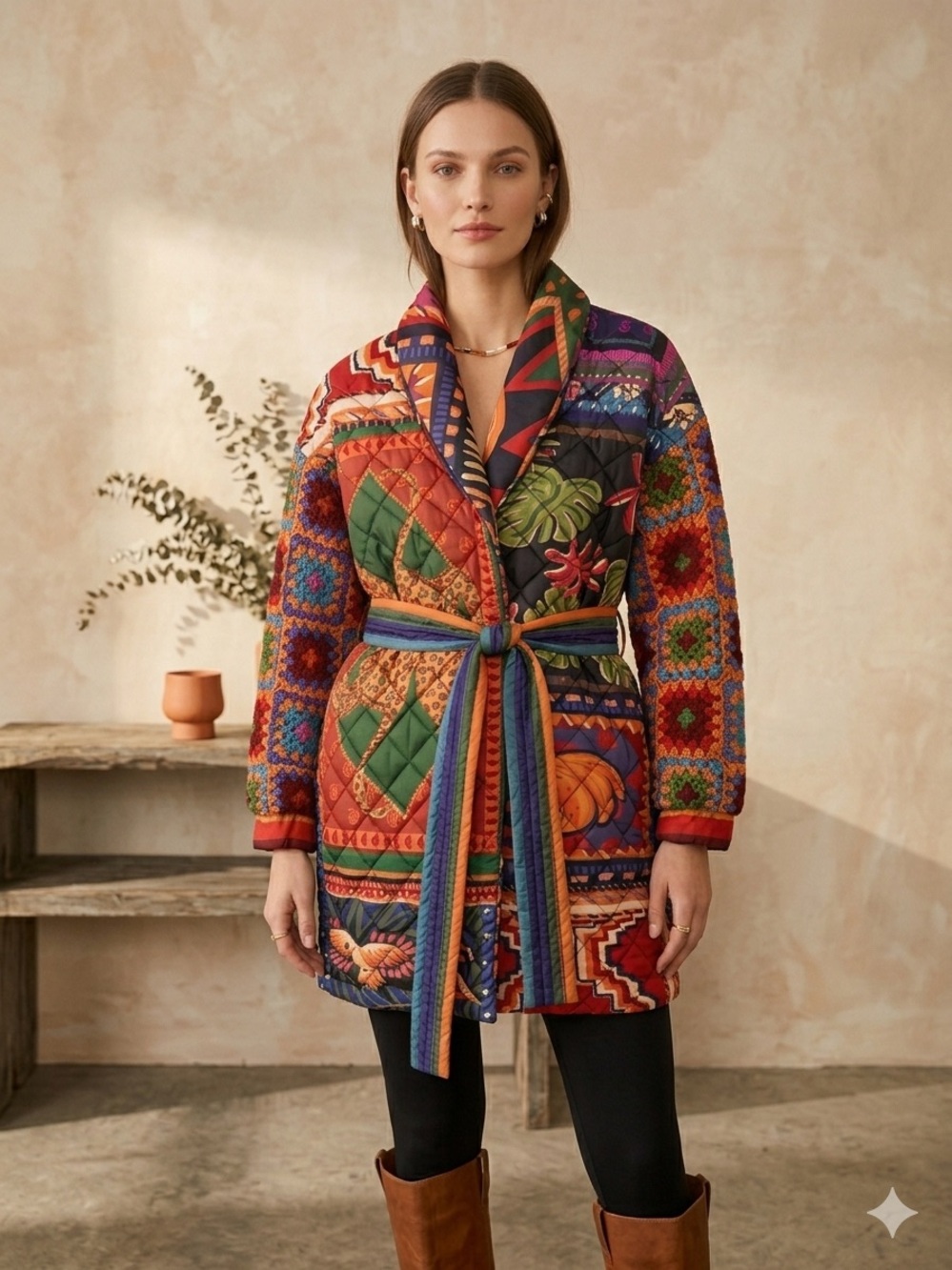 Farm Rio Patchwork Tapestry Puffer Jacket Small NWT - Picture 2 of 16